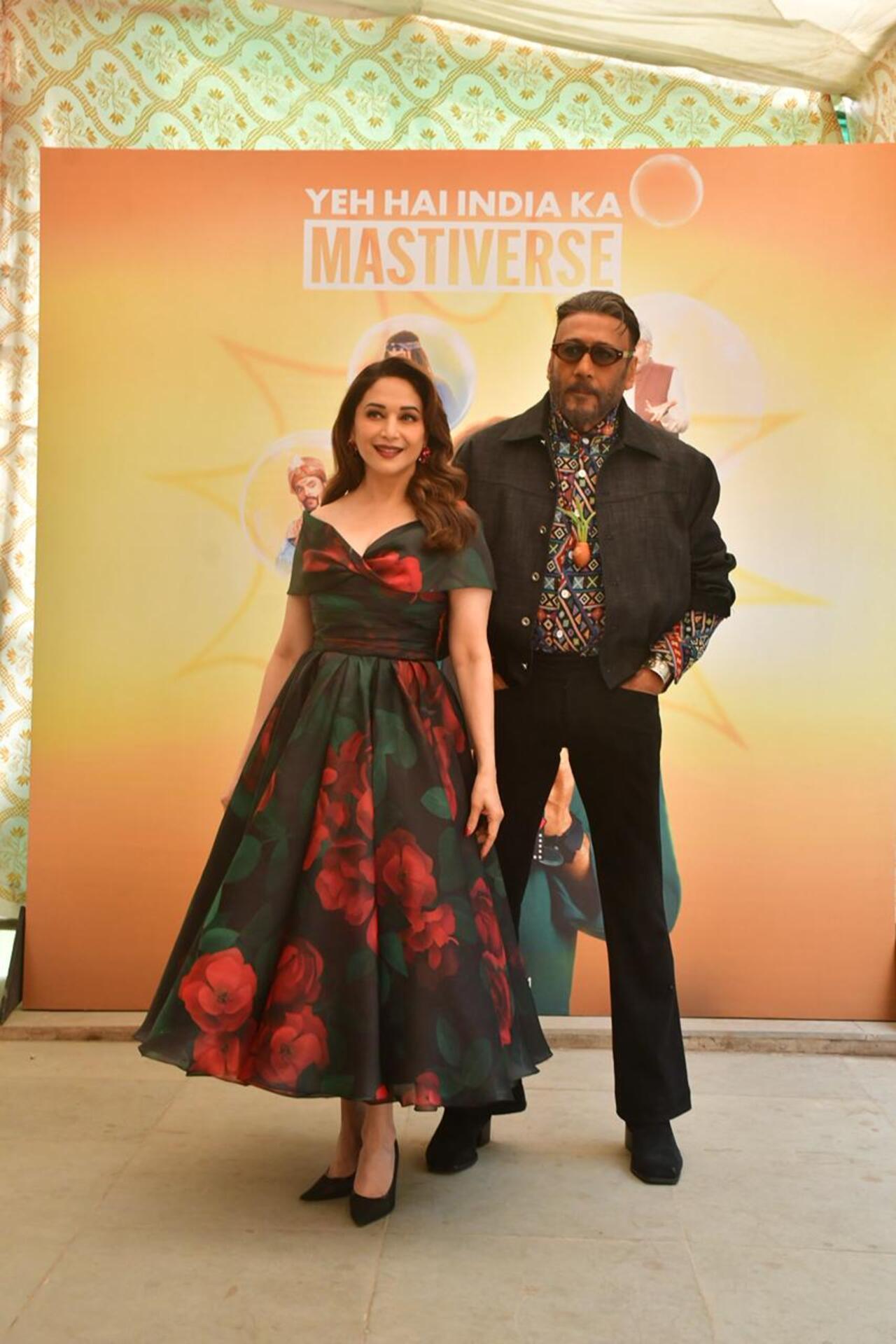 <p>Madhuri looks all things elegant in a black off-shoulder midi dress adorned with bold red floral prints. She paired it with classic black heels and minimal jewellery. Jackie, on the other hand, kept it suave and effortless in an all-black ensemble. The actors were clicked on sets of The Kapil Sharma Show.</p> <p>Madhuri looks all things elegant in a black off-shoulder midi dress adorned with bold red floral prints. She paired it with classic black heels and minimal jewellery. Jackie, on the other hand, kept it suave and effortless in an all-black ensemble. The actors were clicked on sets of The Kapil Sharma Show.</p>